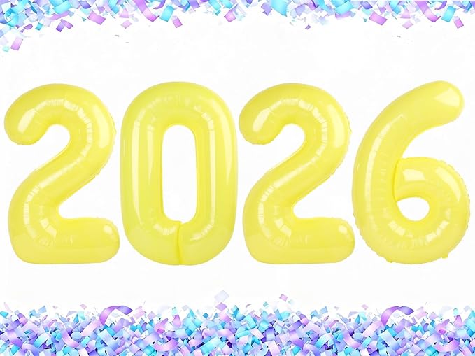 Yellow 2026 Number Balloon 40 Inch, Foil Balloons 2026 New Years Eve Party Supplies, 2026 Yellow 2026 Graduation Decorations, Balloon Suit