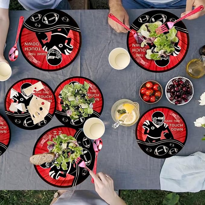 175 Piece Rugby Themed Disposable Plate and Napkin Set, Rugby Party Supplies Tableware Set, Sports Birthday Decorations, Children's Party Supplies (25 Guests)