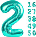 40 Inch Teal Blue Balloon Number 2 Giant Two Balloons Number Birthday Decorations, 2nd 12 20 21st Party Celebration Decorations Digital Balloon Wedding Anniversary Party Supplies