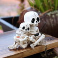 Halloween Skeleton Garden Statue Outdoor Halloween Decor, 2 Pack Gothic Decor Skeleton Plant Decorations for Pots, Cute Ghost Figurine Resin Sculpture for Desk Garden Patio Lawn Yard (D)