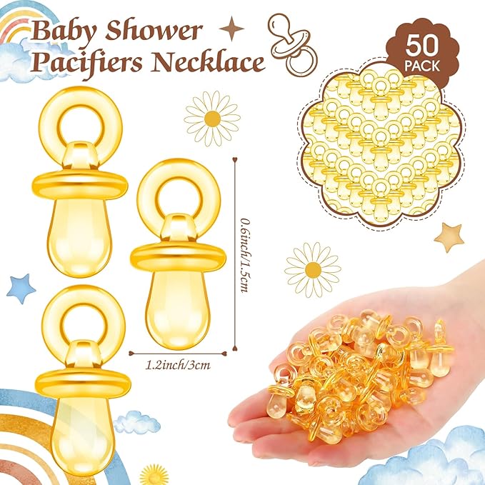 Thyle 51 Pcs Here Comes The Son Pacifier Hunt Baby Shower Games Boho Sun Decorations Include Hunt Sign and 50 Acrylic Pacifiers for Baby Shower Game Decoration Gift Sets Gender Reveal Party Decor