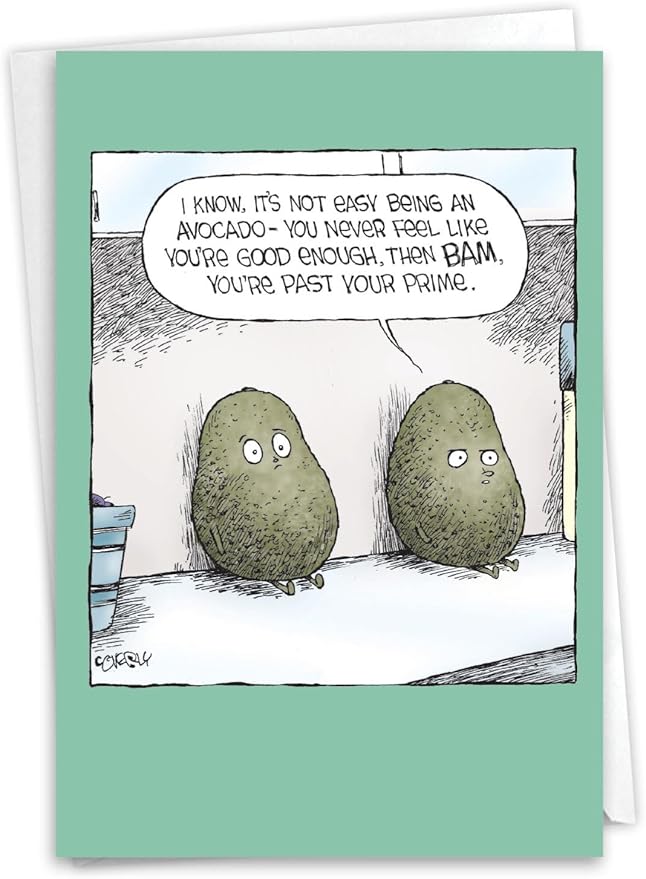 NobleWorks Humorous Funny Birthday Greeting Card for Men, Women with 5 x 7 Inch Envelope (1 Card) Bday Ripe Avocados C10094BDG