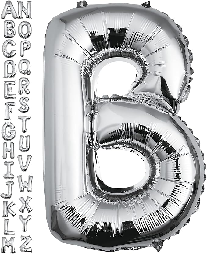 40 inch Silver Letter B Balloon, Big Size Alphabet Foil Mylar Helium Balloons for Birthday Party Celebration Wedding Anniversary Baby Shower Decorations Supplies Alphabet B