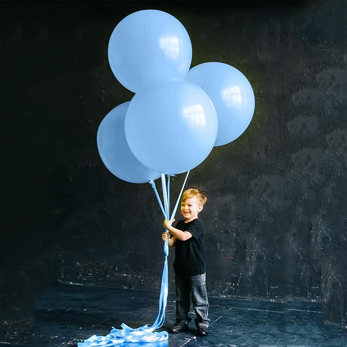 Pastel Blue Latex Party Balloons 10 Pack 36 inch Round Light Blue Balloons for Wedding Baby Shower Gender Reveal Birthday Party Decoration