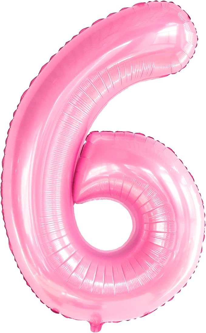KatchOn, Giant Light Pink Number 6 Balloon - 40 Inch | 6 Balloon Number, 6th Pink Birthday Decorations for Girls | Pink 6 Balloon, 6th Anniversary Decorations | 6 Year Old Pink Party Decorations