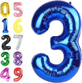 Number Balloons 40 Inch 3 Balloons for Birthday Party Decoration, Blue Number 3 Ballon for 3, 13, 23, 30 Celebration, Boy and Girl Birthday, Christmas, Anniversary Decor
