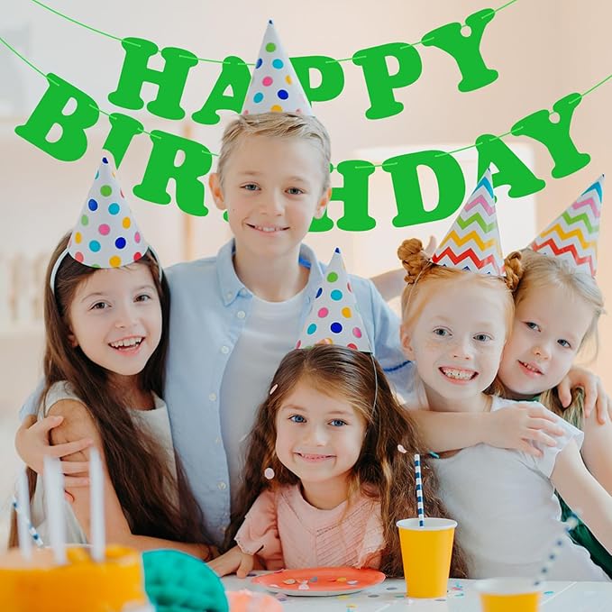 Green Happy Birthday Banner Birthday Party Decorations Sign Birthday Backdrop Party Supplies Happy Birthday Bunting Banner for Kids Adults