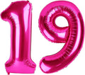 Hot Pink Jumbo Number 19 Balloon 40 Inch, Boy Girl 19 Birthday Supplies, Foil Helium 19 Birthday Giant Balloon, Mylar Hot Pink Number Balloons Anniversary Decorations