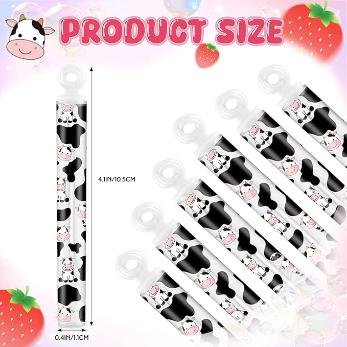 32 Pcs Cow Themed Bubbles Wands Cute Bubbles Party Favors for Adult Summer Activity Animal Birthday Party Goodie Bag Stuffers Gifts Wedding Supplies
