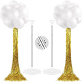 Gejoy 2 Set White and Gold Graduation Decorations Graduation Balloon Column Stand Kit with 50 Balloons 2 Gold Foil Fringe Backdrop Curtains 2 Adjustable Tower Stand with Base for 2026 Grad Party Decor