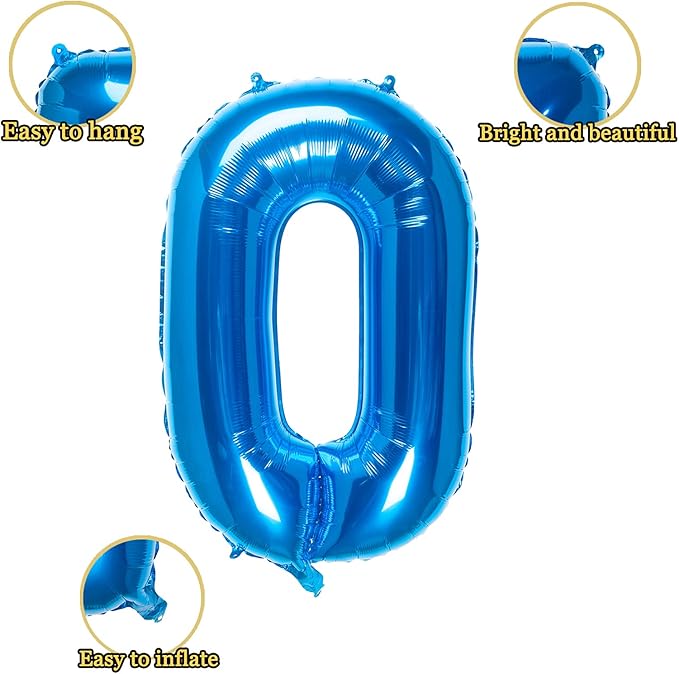32 Inch Blue Number 0 Balloons Foil Ballon Digital Birthday Party Decoration Supplies (Blue Number 0 Balloon)