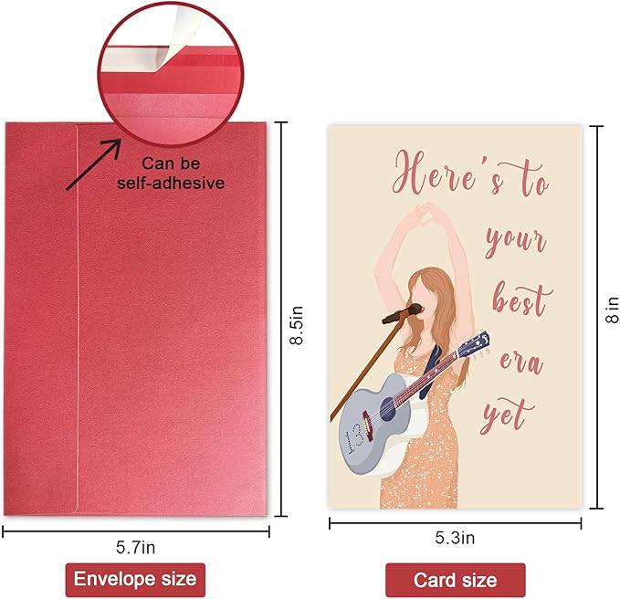 SuperShunhu Funny Birthday Card for Men Woman, Cute Birthday Card for Daughter Son, Music Birthday Card, Here's To Your Best Era Yet