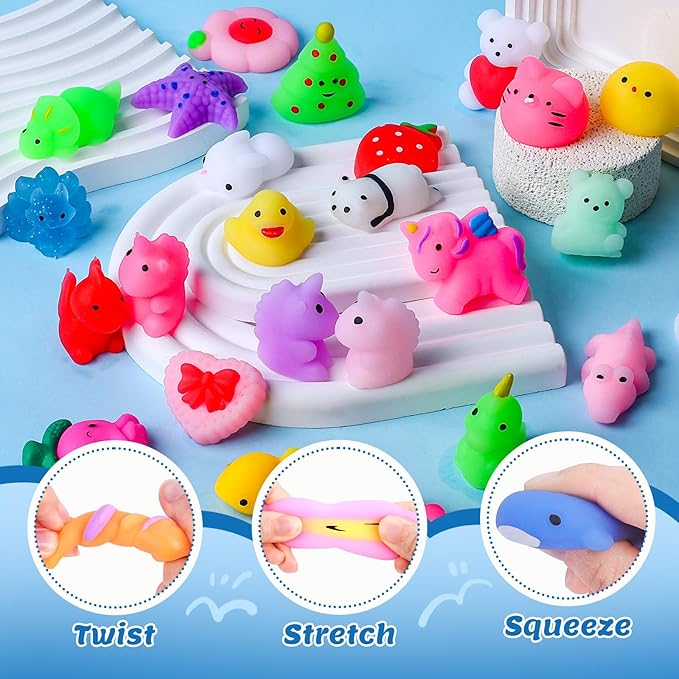 200 Pack Squishy Toys, Mochi Squishy Bulk, Kawaii Squishies Party Favors for Kids, Stress Relief Sensory Toys, Treasure Box Toys for Classroom Prizes, Easter Basket Stuffers,Goodie Bags Fillers