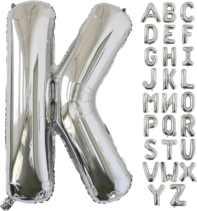 KALOR 40 Inch Silver Letter K Balloons Jumbo Foil Mylar Helium Big Balloons for Birthday Party Anniversary Baby Shower Supplies
