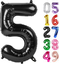 Black Number 5 Balloon 40 Inch, 5th Birthday Party Decorations for Children, Giant 5 Foil Balloon for Party Supplies