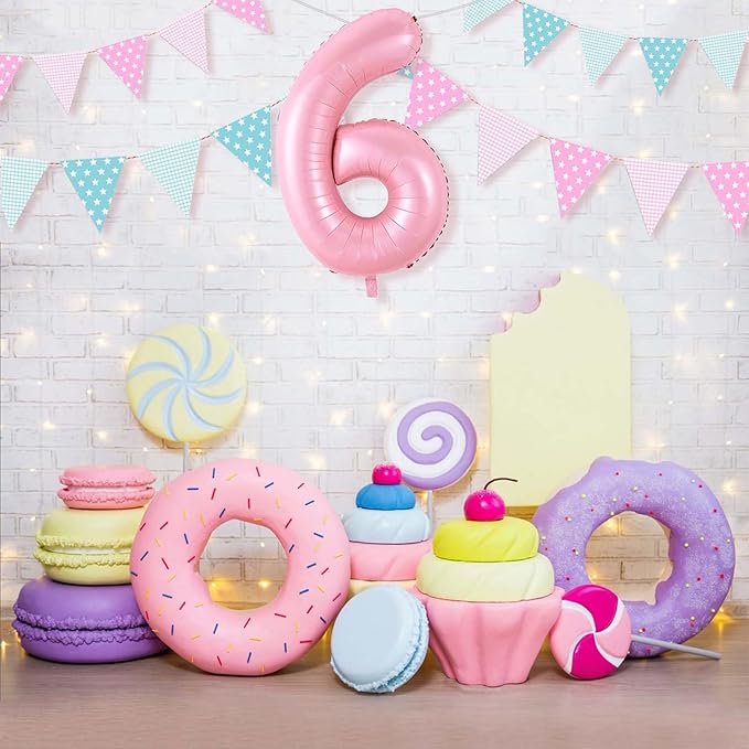 Number 6 Balloon 40 Inch Pink Number Balloon Foil Mylar Alphabet Balloon for Birthday Wedding Baby Shower Party Large Number Balloon