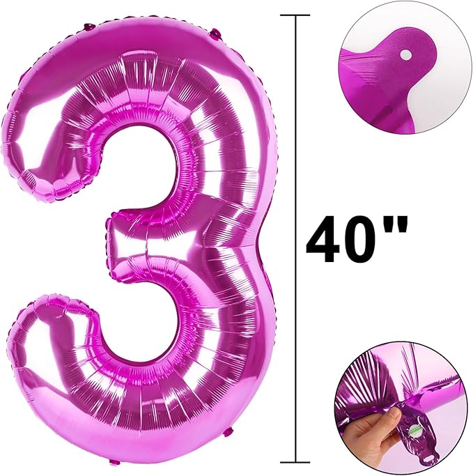 40 Inch Large 23 Balloon Numbers Rose Purple Big Foil Number Balloons Giant Helium Happy Birthday Party Decorations for Man and Women, Huge Mylar Anniversary Party Supplies