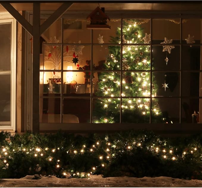 LAMPHOME 100 Count Clear Christmas String Lights, 19.6ft White Wire Fairy Lights, UL Certified Waterproof Indoor & Outdoor String Lights for Xmas Tree, Patio, Wedding, Mother's Day Decor