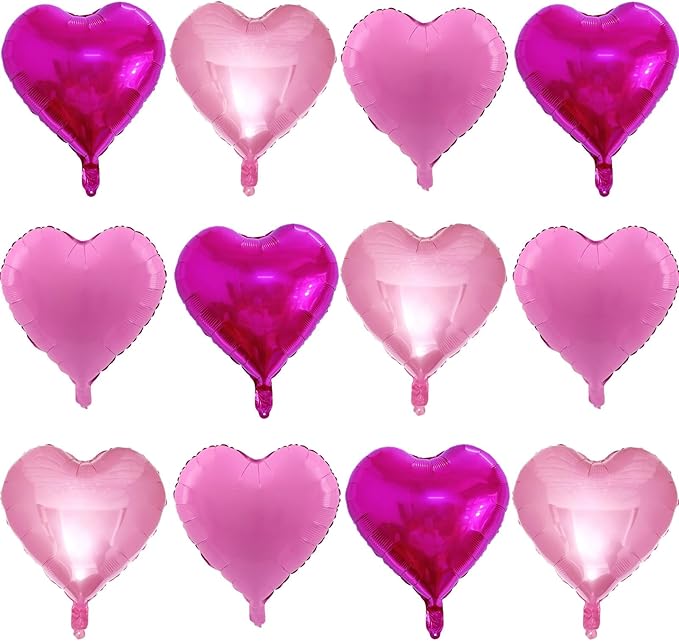 Valentines Heart Balloons 18 Inch Red Heart Balloons 12PCS Heart Shaped Balloons for Valentines Day Galentines Day Wedding Party Decorations