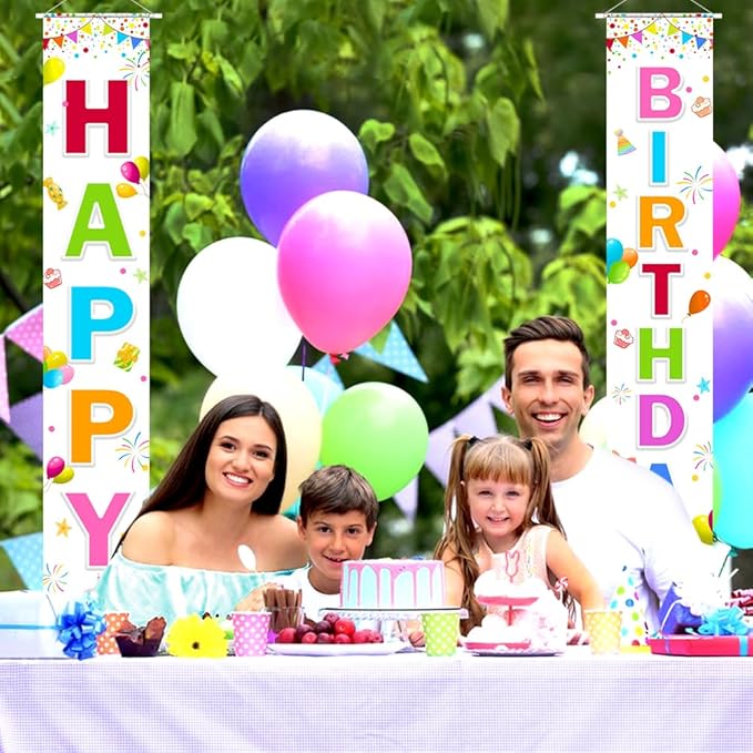 Birthday Decorations Banner, Happy Birthday Door Sign for Men Women Boys Girls Ideal Birthday Decorations Party Supplies Outdoor Indoor 72 x 12 Inch