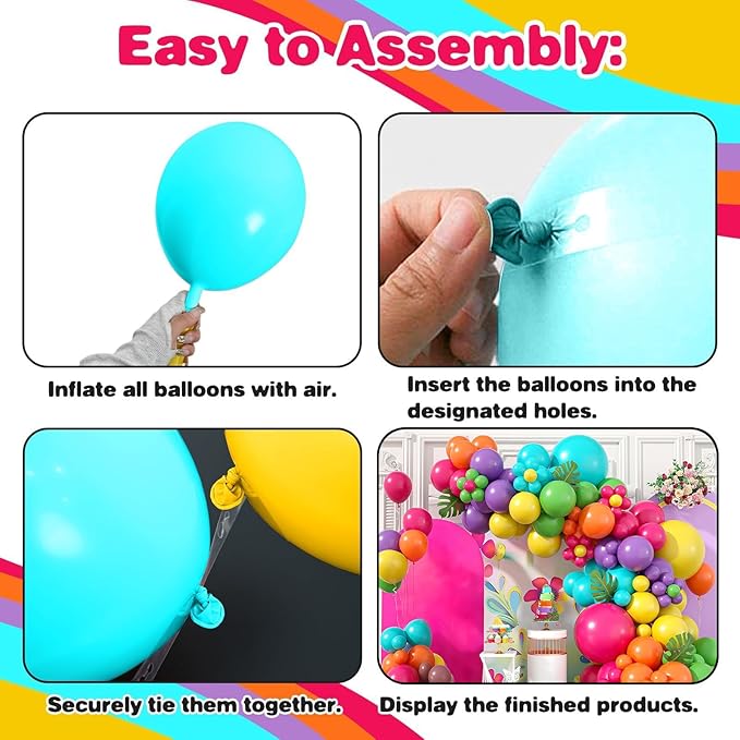 Balloon Arch Garland Kit,Green Pink Blue Yellow Orange Balloons Assorted Colors Pastel Balloons For Girls Kids Magic Themed Birthday Baby Shower Wedding Graduation Party Decorations