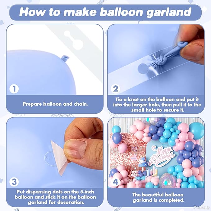 Blue Pink Balloon Arch Kit, 120pcs Gender Reveal Balloon Garland Arch Kit With Iridescent 4d Foil Balloon For Birthday Baby Shower Wedding Party Bachelorette Bridal Shower Anniversary Decorations