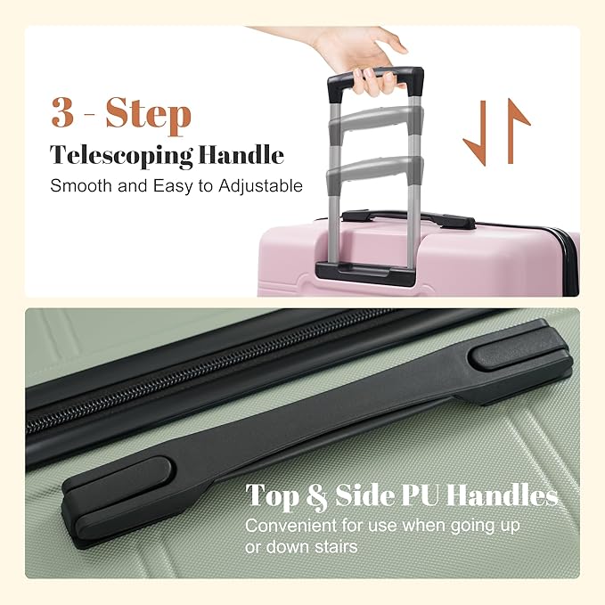 6 Pcs ABS Hardshell Luggage Set Spinner Wheel Suitcase Suitcase