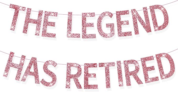 The Legend Has Retired Banner Rose Gold Glitter Pre-Strung No DIY Retirement Banner Decorations for Men Women Retirement Party Supplies(Rose Gold)