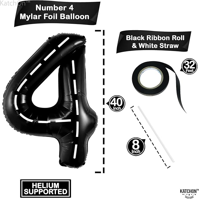 KatchOn, Giant, Construction Balloons - 40 Inch, Construction 4 Balloon | Construction Party Balloons, 4th Birthday Decoration Boy | Race Car Birthday Balloons, Race Car Birthday Party Decorations