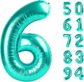 Teal Blue 6 Balloon, Number Balloons 40 Inch, 6th Balloons for Birthday Decorations, Teal Blue Party Supplies 6 Birthday Balloon, Number 6 Balloon