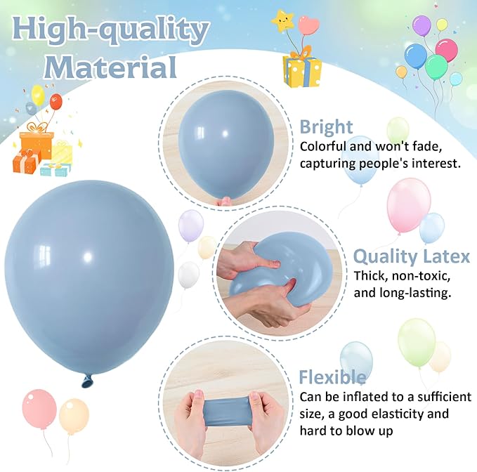 Blue and Green Balloons, Goose Balloon Sage Avocado Green Dusty Slate Fog Blue Sand White Clear Latex Balloons for Boho Bridal Baby Shower Graduation Anniversary Wedding Birthday Party Decorations