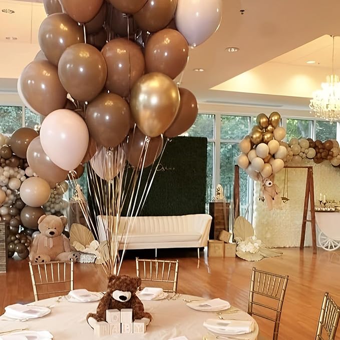 110pcs Brown Balloons 12inch Brown Latex Party Balloons for Graduation, Bear Themed Party, Wedding, Birthday, Bridal Shower, Baby Shower, Anniversary Party Decorations