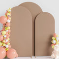 Wokceer Wedding Arch Backdrop Cover 7.2FT, 6.6FT, 6FT Set of 3 Spandex Fitted Nude Brown Arch Covers for Round Top Chiara Backdrop Stands Cover for Birthday Party Ceremony Decor