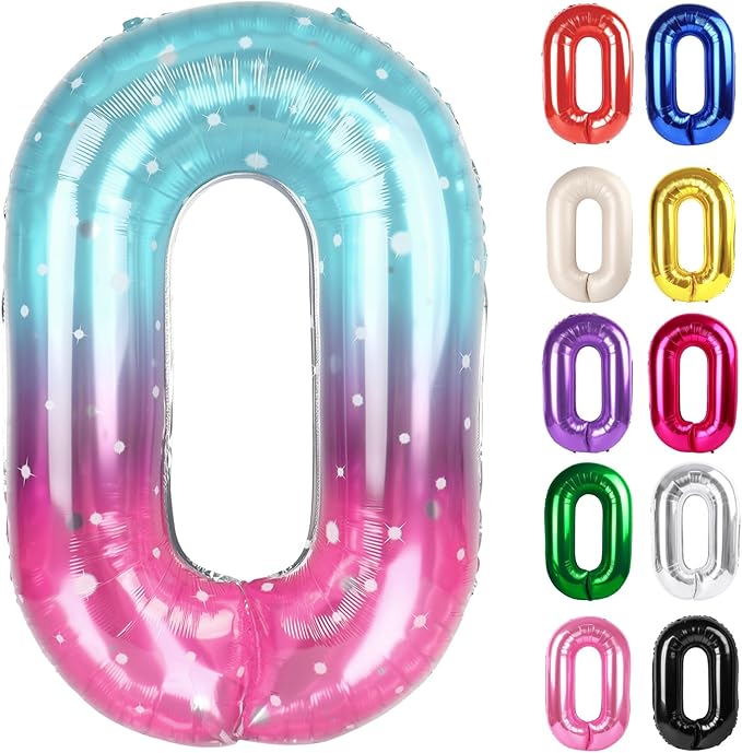 Starry Sky Number 0 Balloon 40 Inch, 0 Balloon Numberfor 10th 20th 30th 40th 50th 60th Birthday Decorations, Starry Sky Party Supplies for Men Women
