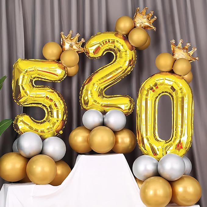 Gold Number Balloons Birthday Balloons - Giant Gold Number 5 Balloon 40 inch, Numbers Balloon Birthday Decorations, Gold Party Supplies for Women Men