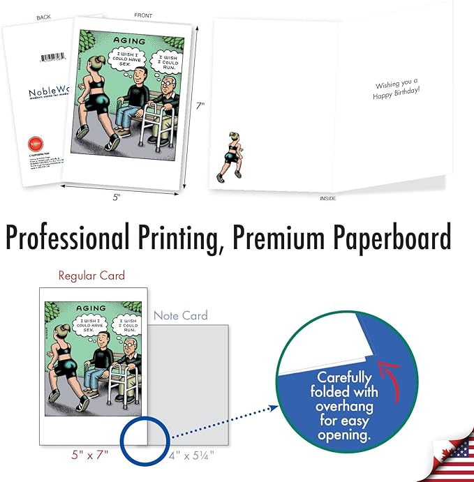 NobleWorks Funny Birthday Greeting Card with 5 x 7 Inch Envelope (1 Card) BdayWishful Aging C10302BDG