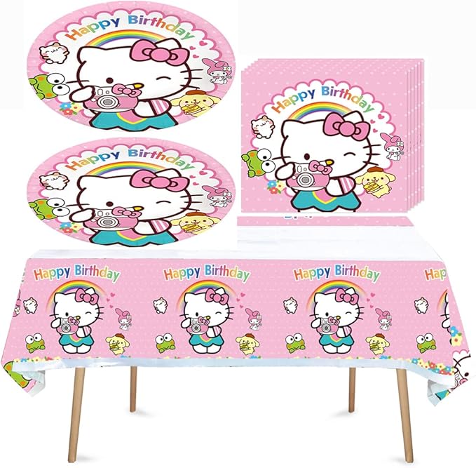 41pcs Children Party Supplies 20 Plates + 20 Napkin + 1Tablecloth Children Birthday Party Decorations, for Girl and Boy