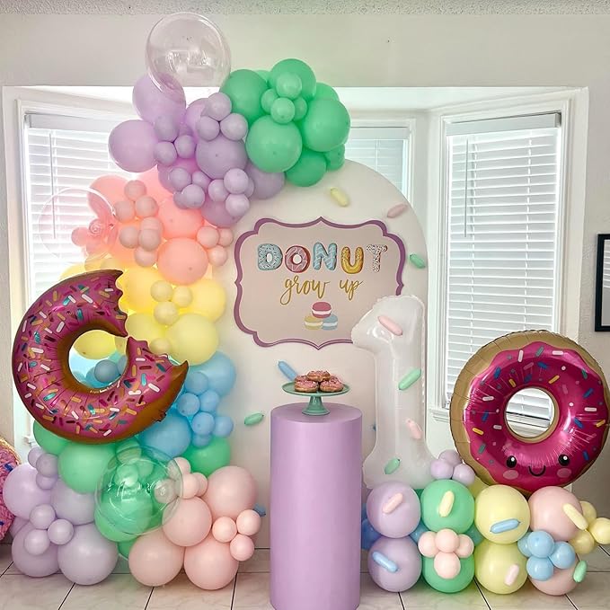 Pastel Donut Balloon Arch Garland Kit,159Pcs Macaron Color Rainbow Balloons Ice Cream Foil Balloons for Girls Donut Grow Up Sweet One Candyland 67 Birthday Party Baby Shower Two Sweet Decorations