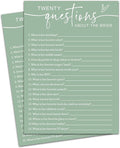 20 Questions About The Bride, Sea Green Bridal Shower Games, 30 Elegant Wedding Game for Bachelorette Engagement Party Reception Supplies - A07