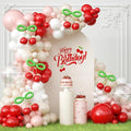 JOGAMS Cherry Balloon Arch Kit,193Pcs Cherry Party Decorations with Clear Red Pink White Sand Balloons for Cherry On Top Baby Shower Birthday Bridal Shower Wedding Valentine's Galentine's Day