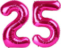 Hot Pink Number 25 Balloons 40 inch, 25 Number Balloons, 25th Birthday Decorations, 25 Year Old Women Hot Pink Party Supplies
