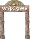 Peryiter 3 Pcs Camping Themed Party Decorations Banner Welcome Porch Sign with 1 Double Sided Tape for Summer Camp Birthday Hawaii Baby Shower Themed Party Activity Decor door (Forest Style)