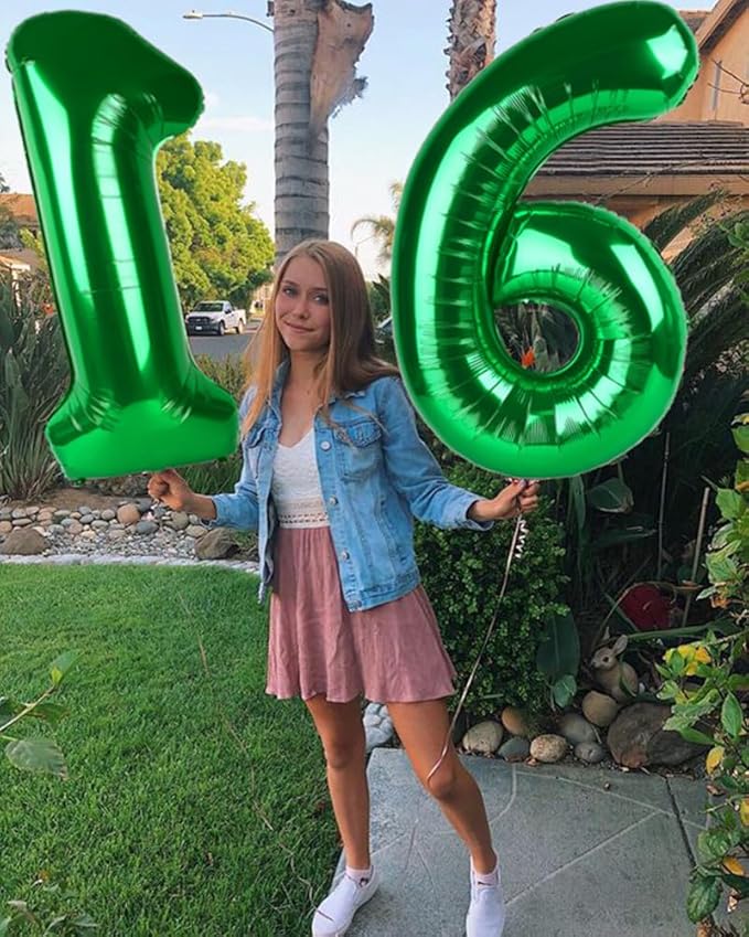 40 Inch Number 7 Balloon, Dark Green Seven Birthday Decor, 7 17 27 70 Year Old Balloon Number for Engagement, Wedding, Graduations