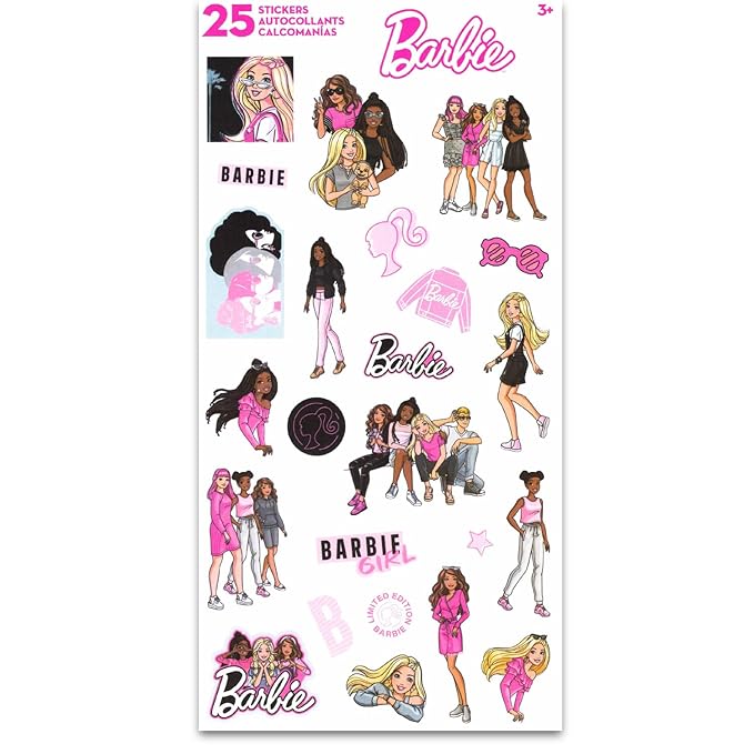 Barbie Lollipop Bulk Pack - 100 Individually Wrapped Halloween Hard Candy Suckers, Sweet Treats, Pinata, Stickers - Assorted Pop Flavors Party Favors
