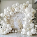 Pearl White Balloons Double Stuffed Latex Pastel White Balloon Garland Different Sizes 18/12/5in Cream Balloon Arch Kit for Wedding Bridal Valentine Mother's Day Frozen Birthday Party Decorations