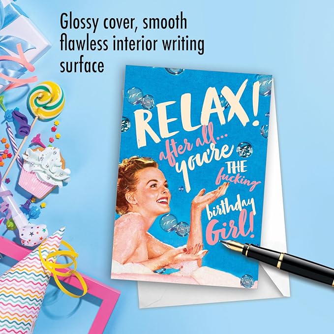 NobleWorks - 1 Funny Birthday Greeting Card - Sassy Bday Card for Women, Stationery Humor - Relax Birthday Girl C7018BDB
