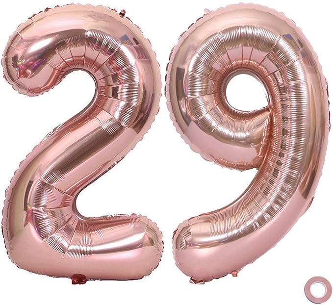 Juland Rose Gold Number Balloons Large Foil Mylar Balloons 40 Inch Giant Jumbo Number Balloons for Birthday Party Decorations 29