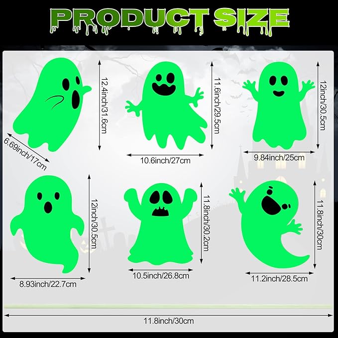 6 Pcs Halloween Yard Stakes Glow in The Dark with Green Fluorescent Layer Waterproof Plastic Cute Outdoor Sign Halloween Decorations for Lawn Patio Yard Garden Decoration (Ghost)