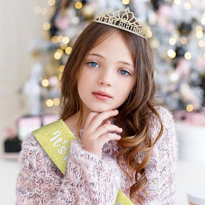 CAVETEE Birthday Crowns for Women - Its My Birthday Sash and Crown Set for Adult Women - Party Decorations and Gifts
