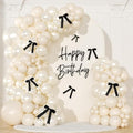 White Sand Balloon Arch Kit 141 Pcs Pearl White Balloons Garland Arch Kit Sand White Balloons and Black Bow for Coquette Birthday Wedding Baby Shower Bridal Shower Balloon Arch Decorations